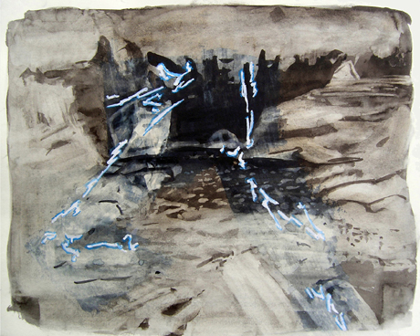 Abstract painting, cave-like with organic shapes