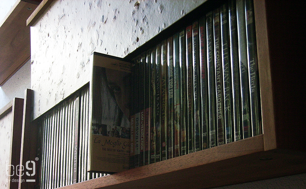Amber panel opened to show DVDs